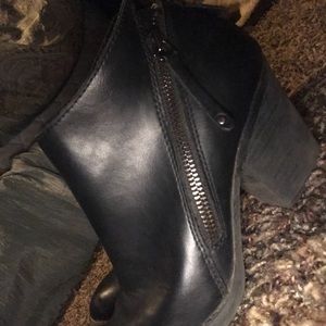 Black leather booties